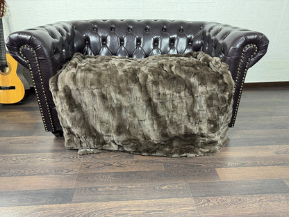 Real Brown Rex Rabbit Fur Blanket  •  Luxury Fur Blanket Throw  • Fur Bedspread  •  Home Warmer Blanket  • Perfect for your Living Room