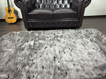 GRAY DOUBLE SIDED Rex Rabbit Fur Blanket  •  Luxury Fur Blanket Throw  • Fur Bedspread  •  Home Warmer Blanket  • Perfect for your Living Room