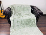 LIGHT GREEN DOUBLE SIDED Rex Rabbit Fur Blanket  •  Luxury Fur Blanket Throw  • Fur Bedspread  •  Home Warmer Blanket  • Perfect for your Living Room