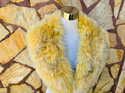 Yellow Fox fur collar scarf