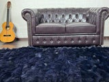Real Blue Black Fox Fur Blanket Throw Blanket • Home Warmer Genuine Fur Blanket Throw • Housewarming gift • Luxury Fur Blanket Sofa Cover