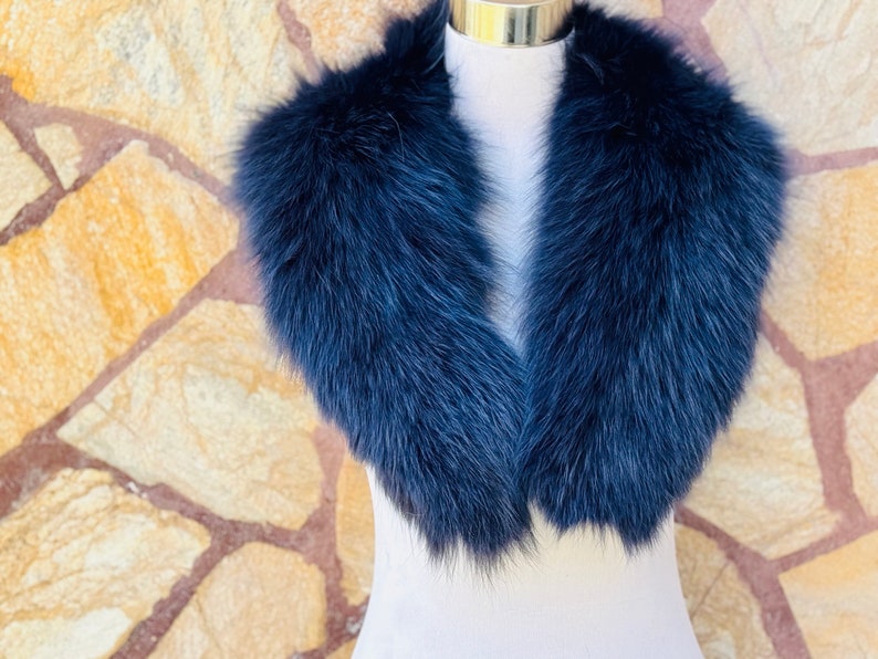 Blue Fox fur collar scarf