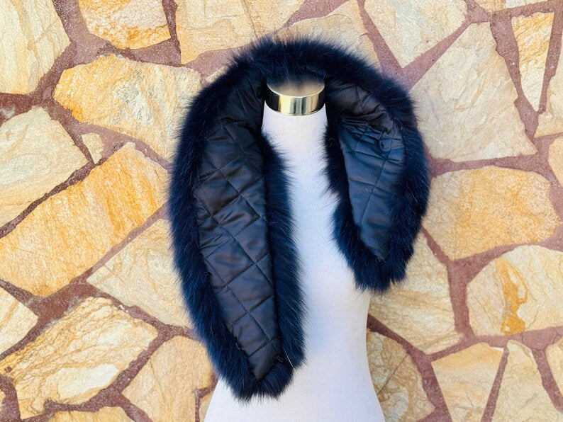 Blue Fox fur collar scarf