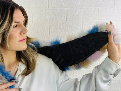 Multicolor Fox fur collar scarf