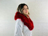 GORGEOUS Real FOX FUR Collar Red • Handcrafted Winter Fashion Accessory • Real Fur Scarf • Fur Wrap • Fur Shawl