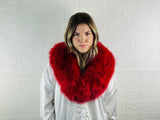 GORGEOUS Real FOX FUR Collar Red • Handcrafted Winter Fashion Accessory • Real Fur Scarf • Fur Wrap • Fur Shawl