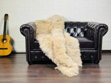 Real Beige Fox Fur Blanket Throw Blanket • Home Warmer Genuine Fur Blanket Throw • Housewarming gift • Luxury Fur Blanket Sofa Cover