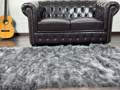GRAY DOUBLE SIDED Fox fur throw blanket