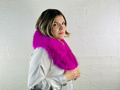 Fuchsia Fox fur collar scarf