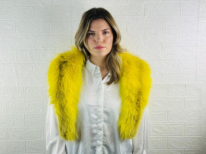 Yellow Fox fur collar scarf Full Skin Pelts