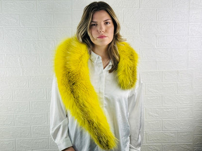 Yellow Fox fur collar scarf Full Skin Pelts