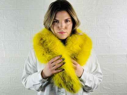 Yellow Fox fur collar scarf Full Skin Pelts