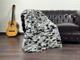 Chinchilla Color Rex Rabbit Fur Blanket Throw