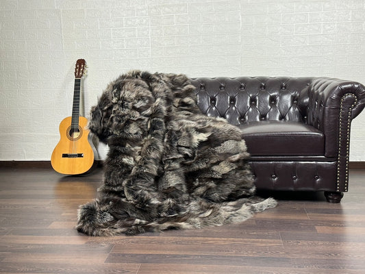 Real Brown Fox Fur Blanket Throw Blanket • Home Warmer Genuine Fur Blanket Throw • Housewarming gift • Luxury Fur Blanket Sofa Cover