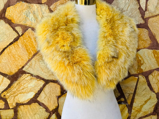 Yellow Fox fur collar scarf