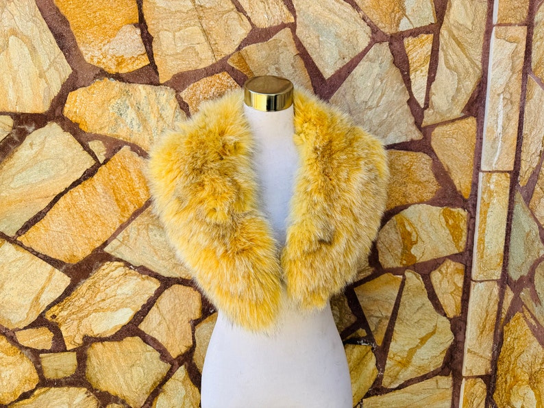 Yellow Fox fur collar scarf