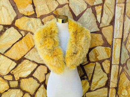 Yellow Fox fur collar scarf