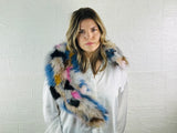 GORGEOUS Real FOX FUR Collar • Genuine Fur Collar Colorful • Real Fur Scarf • Fur Wrap • Fur Shaw