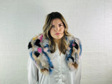 GORGEOUS Real FOX FUR Collar • Genuine Fur Collar Colorful • Real Fur Scarf • Fur Wrap • Fur Shaw