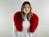 GORGEOUS Real FOX FUR Collar Red • Handcrafted Winter Fashion Accessory • Real Fur Scarf • Fur Wrap • Fur Shawl