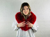 GORGEOUS Real FOX FUR Collar Red • Handcrafted Winter Fashion Accessory • Real Fur Scarf • Fur Wrap • Fur Shawl