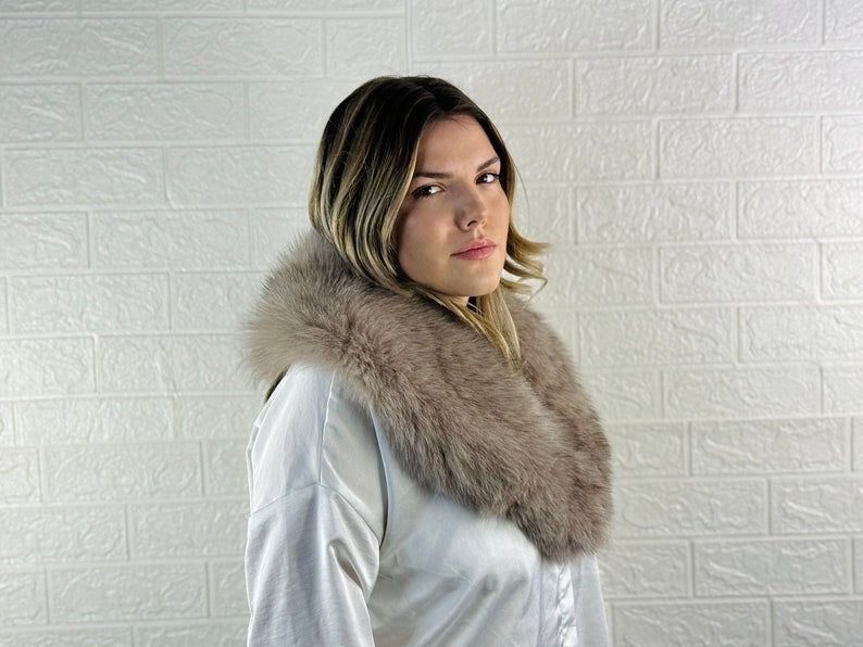 Brown Fox fur collar scarf
