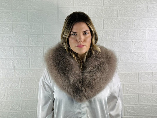 Brown Fox fur collar scarf