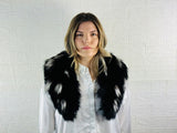 Black with white marks Fox fur collar scarf