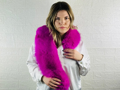 Fuchsia Fox fur collar scarf