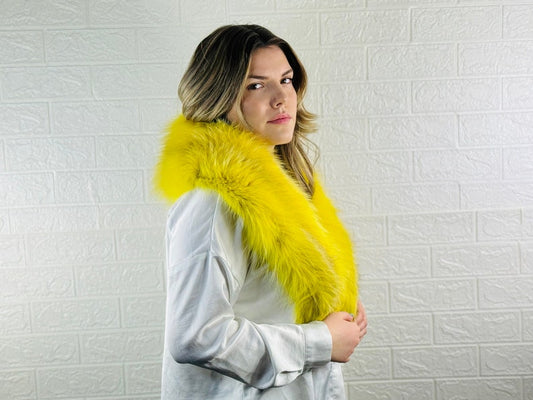 Yellow Fox fur collar scarf Full Skin Pelts