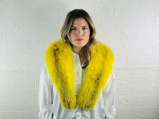 Yellow Fox fur collar scarf Full Skin Pelts