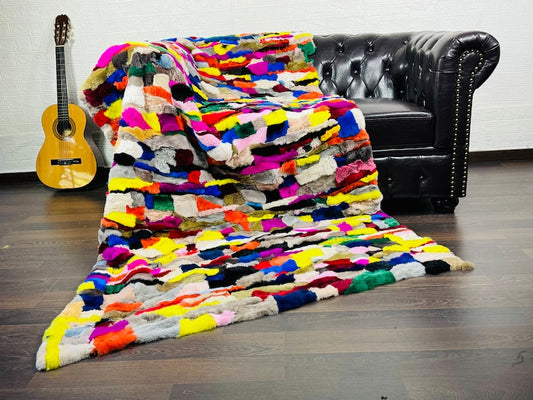 MULTICOLOR DOUBLE SIDED Rex Rabbit Fur Blanket  •  Luxury Fur Blanket Throw  • Fur Bedspread  •  Home Warmer Blanket  • Perfect for your Living Room