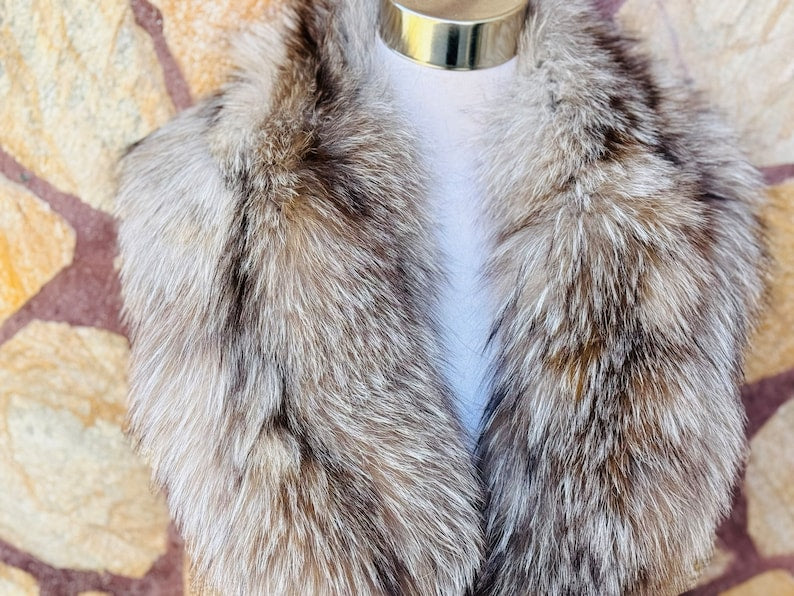 Crystal Natural Fox fur collar scarf