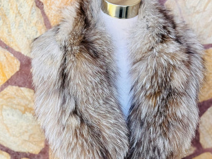 Crystal Natural Fox fur collar scarf