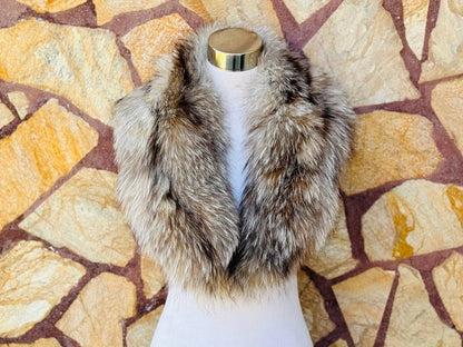 Crystal Natural Fox fur collar scarf