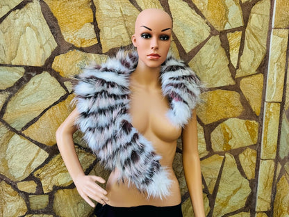 Colorful Fox fur collar scarf