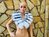 GORGEOUS Real FOX FUR Collar White Blue • Handcrafted Winter Fashion Accessory • Real Fur Scarf • Fur Wrap • Fur Shawl