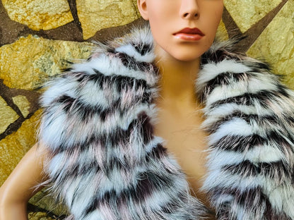 Colorful Fox fur collar scarf