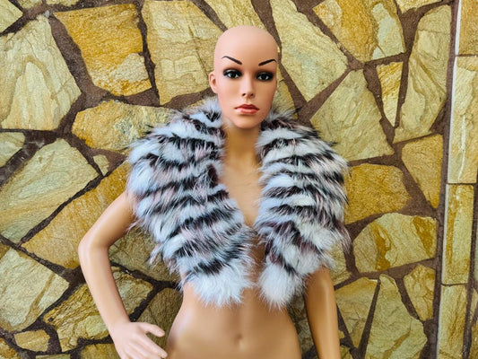 Colorful Fox fur collar scarf