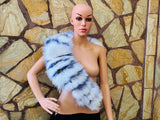 GORGEOUS Real FOX FUR Collar White Blue • Handcrafted Winter Fashion Accessory • Real Fur Scarf • Fur Wrap • Fur Shawl