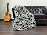 CHINCHILLA COLOR DOUBLE SIDED Rex Rabbit Fur Blanket  •  Luxury Fur Blanket Throw  • Fur Bedspread  •  Home Warmer Blanket  • Perfect for your Living Room