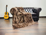 BROWN DOUBLE SIDED Rex Rabbit Fur Blanket  •  Luxury Fur Blanket Throw  • Fur Bedspread  •  Home Warmer Blanket  • Perfect for your Living Room