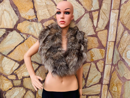 Crystal Natural Fox fur collar scarf