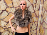 Crystal Natural Fox fur collar scarf