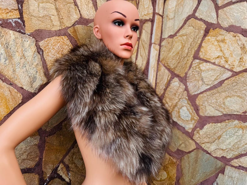 Crystal Natural Fox fur collar scarf