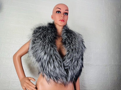 Silver Fox fur collar scarf