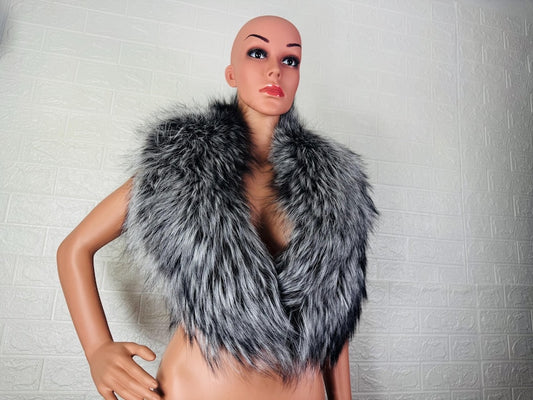 Silver Fox fur collar scarf