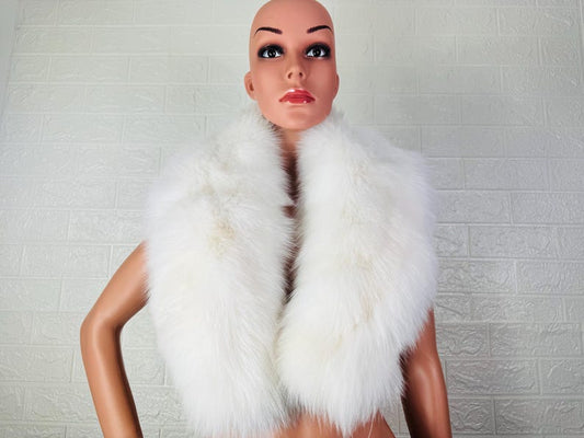 White Fox fur collar scarf, Wedding fur idea