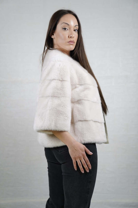 Luxury mink fur coat for women — short-length winter jacket made from genuine fur