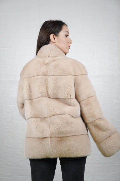 Designer mink fur jacket with cozy warmth
